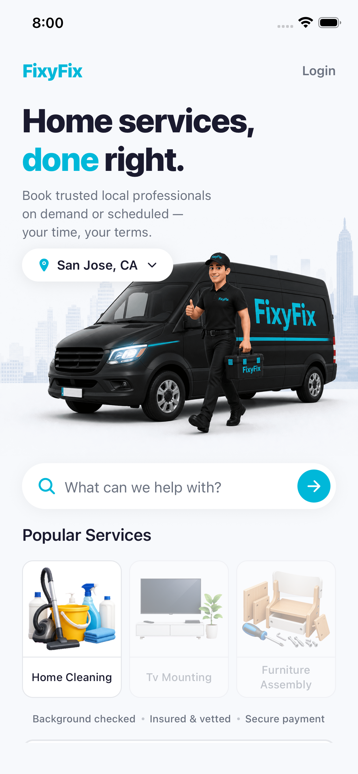FixyFix mobile app preview